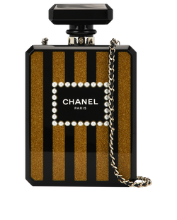 N.5 Perfume Bottle Clutch, Plexi, Black/Gold, 24284760(2017/18),AC/B/DB,2*